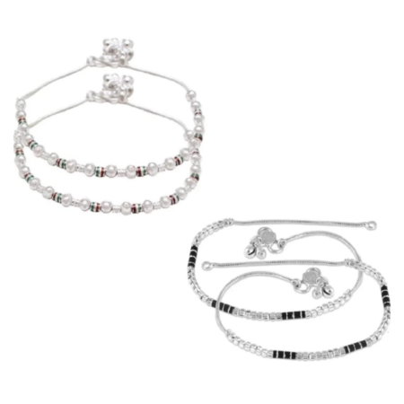 Trendy Design Combo of 2 Anklets For Girls And Women 9 Inch
