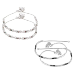 Combo of 2 Indian Traditional Silver Plated Partywear Payal Pajeb Anklets For Women And Girls