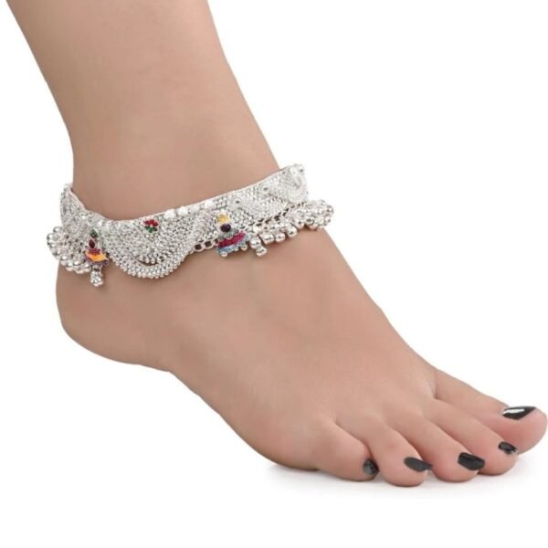 Beautiful Indian Traditional Silver Plated Partywear Payal Pajeb Anklets For Women And Girls