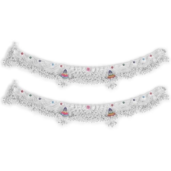 Beautiful Indian Traditional Silver Plated Partywear Payal Pajeb Anklets For Women And Girls