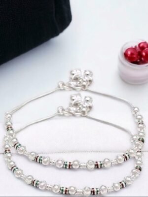 Beautiful Indian Traditional Silver Plated Partywear Payal Pajeb Anklets For Women And Girls