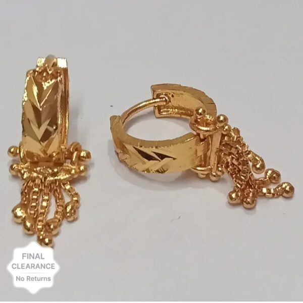 Women's Traditional 18k One Gram Gold Ethnic Brass Stylish South Indian Hoop Bali Earrings Set