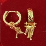 Women's Traditional 18k One Gram Gold Ethnic Brass Stylish South Indian Hoop Bali Earrings Set