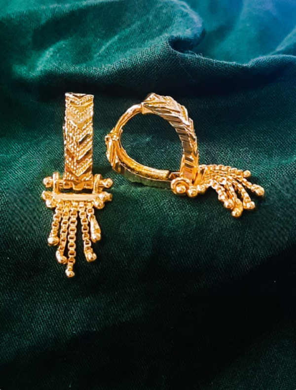 Women's Traditional 18k One Gram Gold Ethnic Brass Stylish South Indian Hoop Bali Earrings Set