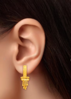 Women's Traditional 18k One Gram Gold Ethnic Brass Stylish South Indian Hoop Bali Earrings Set