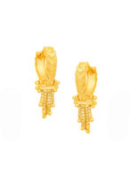 Women's Traditional 18k One Gram Gold Ethnic Brass Stylish South Indian Hoop Bali Earrings Set