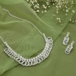 Necklace set for women wedding stylish AD silver fancy jewellery choker diamond cz stone