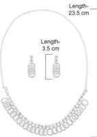 Necklace set for women wedding stylish AD silver fancy jewellery choker diamond cz stone