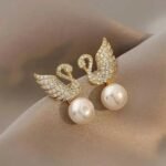 Beautiful Korean Western Swan Design Earrings