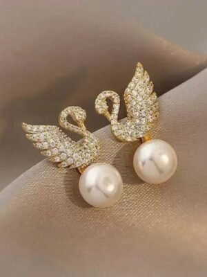 Beautiful Korean Western Swan Design Earrings