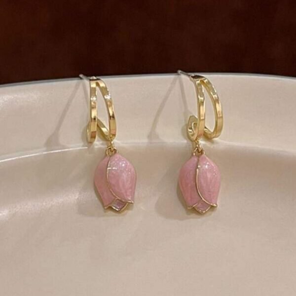 Stunning Pink Lotus Flower Design Earrings for Women and Girls