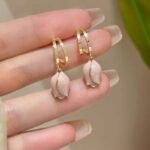 Stunning Pink Lotus Flower Design Earrings for Women and Girls