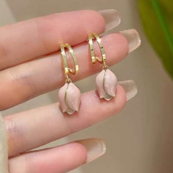 Stunning Pink Lotus Flower Design Earrings for Women and Girls