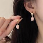 Stunning Pink Lotus Flower Design Earrings for Women and Girls