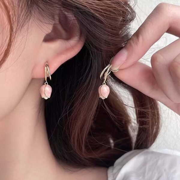 Stunning Pink Lotus Flower Design Earrings for Women and Girls