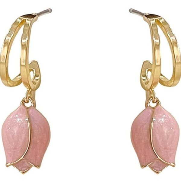 Stunning Pink Lotus Flower Design Earrings for Women and Girls