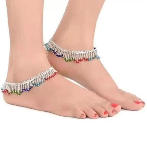 Beautiful Indian Traditional Silver Plated Partywear Payal Pajeb Anklets For Women And Girls