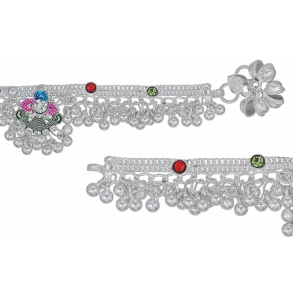Beautiful Indian Traditional Silver Plated Partywear Payal Pajeb Anklets For Women And Girls