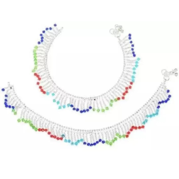 Beautiful Indian Traditional Silver Plated Partywear Payal Pajeb Anklets For Women And Girls