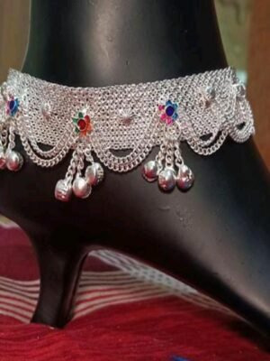 Beautiful Indian Traditional Silver Plated Partywear Payal Pajeb Anklets For Women And Girls