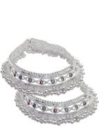 Beautiful Indian Traditional Silver Plated Partywear Payal Pajeb Anklets For Women And Girls
