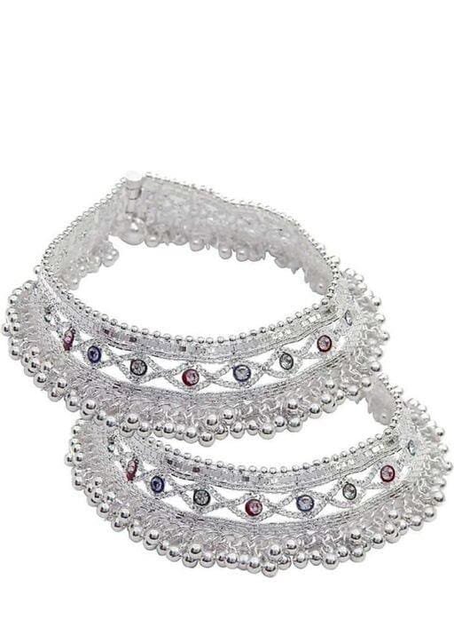 Beautiful Indian Traditional Silver Plated Partywear Payal Pajeb Anklets For Women And Girls