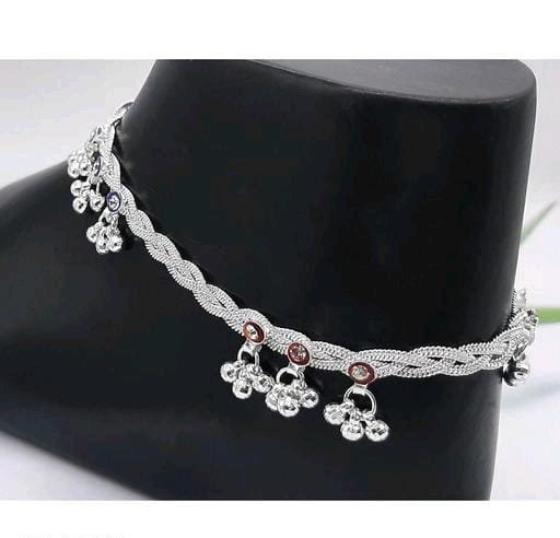 Beautiful Indian Traditional Silver Plated Partywear Payal Pajeb Anklets For Women And Girls