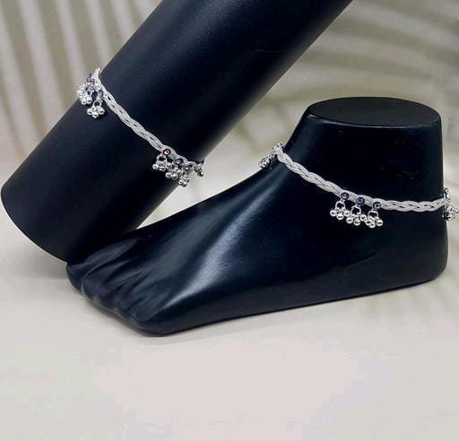 Beautiful Indian Traditional Silver Plated Partywear Payal Pajeb Anklets For Women And Girls