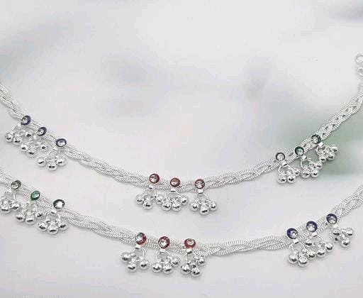 Beautiful Indian Traditional Silver Plated Partywear Payal Pajeb Anklets For Women And Girls