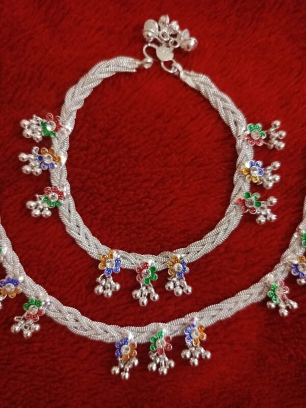 Beautiful Indian Traditional Silver Plated Partywear Payal Pajeb Anklets For Women And Girls