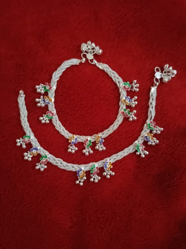 Beautiful Indian Traditional Silver Plated Partywear Payal Pajeb Anklets For Women And Girls
