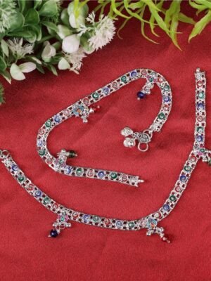 Beautiful Indian Traditional Silver Plated Partywear Payal Pajeb Anklets For Women And Girls