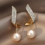 Korean Earrings Two Ways To Wear Pearl Wing Stud Earrings For Women And Girls