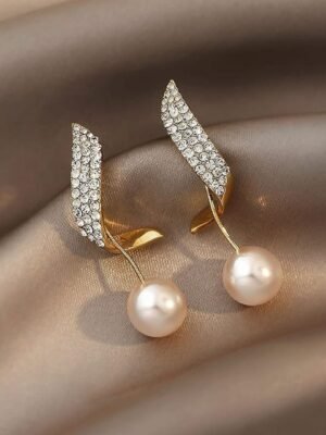 Korean Earrings Two Ways To Wear Pearl Wing Stud Earrings For Women And Girls