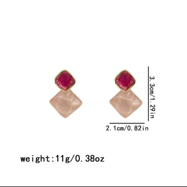 Exquisite Korean Western Partywear: Pink Monalisa Stone Earrings