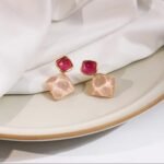 Exquisite Korean Western Partywear: Pink Monalisa Stone Earrings