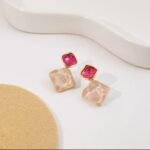 Exquisite Korean Western Partywear: Pink Monalisa Stone Earrings