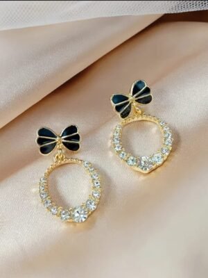Elegant Korean Western Partywear Earrings with AD/CZ Stones: Perfect for Women and Girls