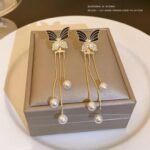 Stylize Your Look with LC Imitation's Korean Western Partywear Black Butterfly Earrings