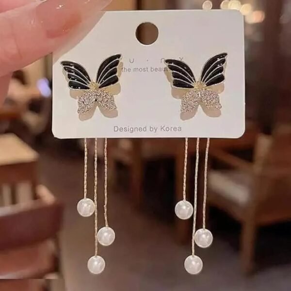 Stylize Your Look with LC Imitation's Korean Western Partywear Black Butterfly Earrings