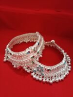 Indian Traditional Screw Anklets Payal Pair for Women Girls with Attached Ghungroo – Fashion Designer Barefoot Foot Imitation Jewellery