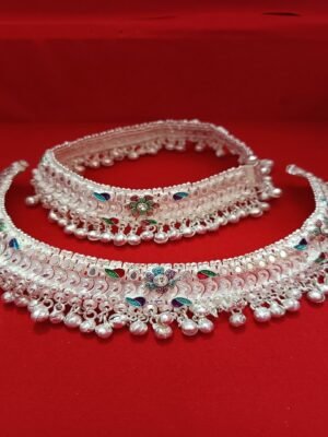Indian Traditional Screw Anklets Payal Pair for Women Girls with Attached Ghungroo – Fashion Designer Barefoot Foot Imitation Jewellery