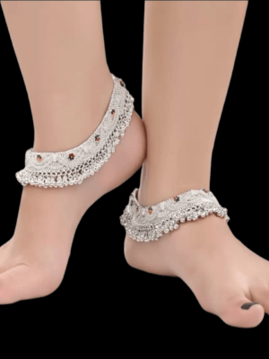 Indian Traditional Screw Anklets Payal Pair for Women Girls with Attached Ghungroo - Fashion Designer Barefoot Foot Imitation Jewellery