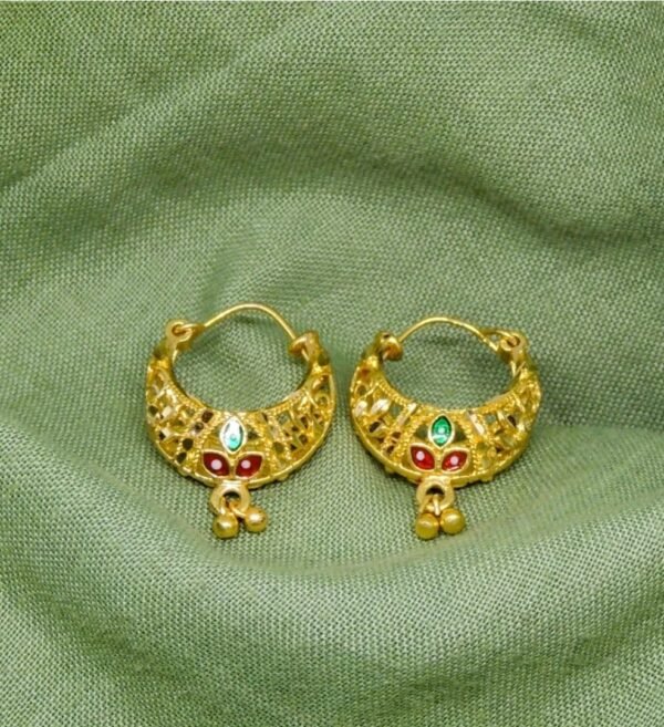 One Gram Gold Plated Plain Earrings Traditional Jewelery Designer Hanging Forming Earrings for Women and Girls
