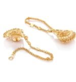 Traditional Ethnic collection one gram gold plated earrings with attached ear chains for women