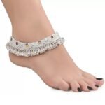 Indian Traditional Screw Anklets Payal Pair for Women Girls with Attached Ghungroo - Fashion Designer Barefoot Foot Imitation Jewellery