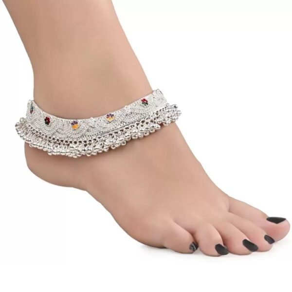Indian Traditional Screw Anklets Payal Pair for Women Girls with Attached Ghungroo - Fashion Designer Barefoot Foot Imitation Jewellery