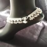 Indian Traditional White Metal Anklets Payal Pair for Women Girls with Attached Ghungroo – Fashion Designer Barefoot Foot Imitation Jewellery