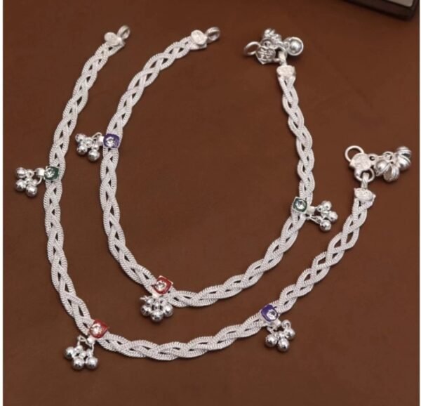 Beautiful Indian Traditional Silver Plated Partywear Payal Pajeb Anklets For Women And Girls