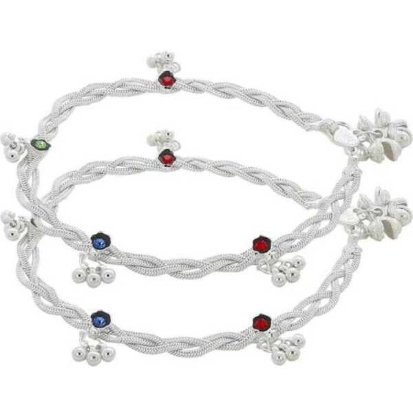 Beautiful Indian Traditional Silver Plated Partywear Payal Pajeb Anklets For Women And Girls